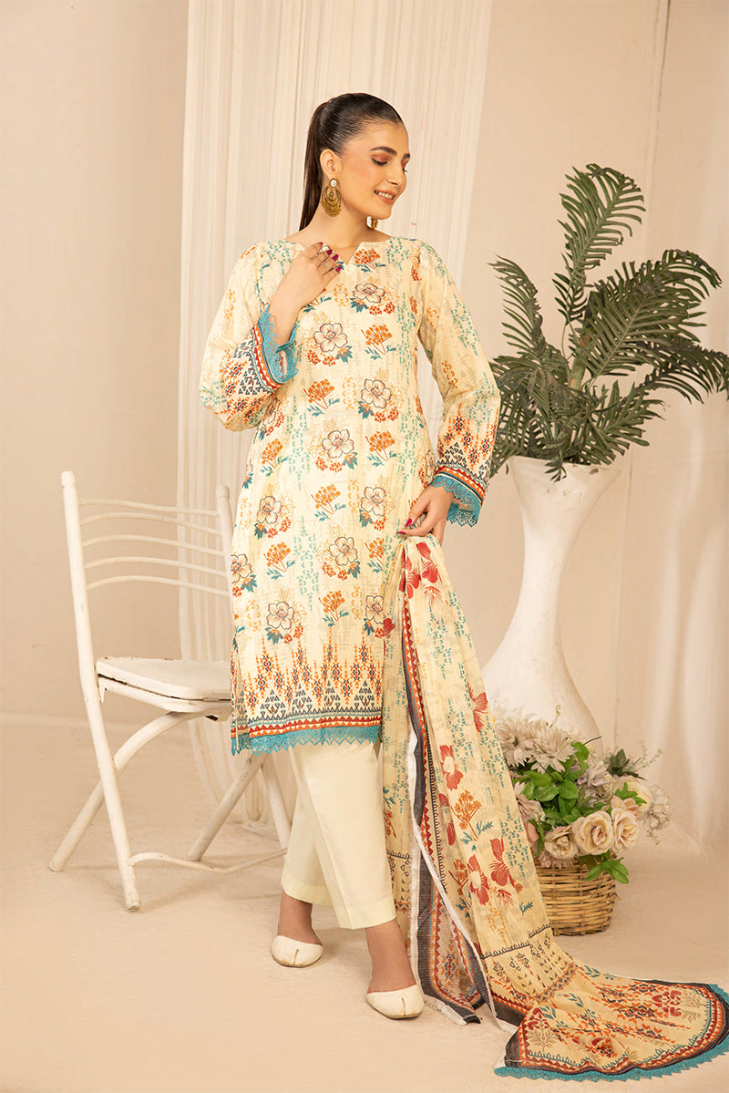 3PC PRINTED DORA LAWN SUITE